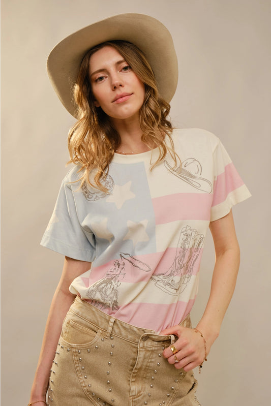 Western Flag Embroidery
Crewneck Top