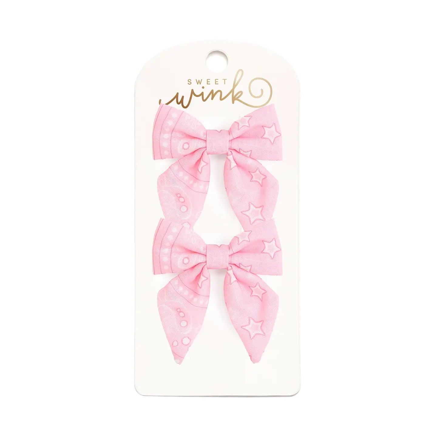 Pink Bandana Western Bow Clip Set
