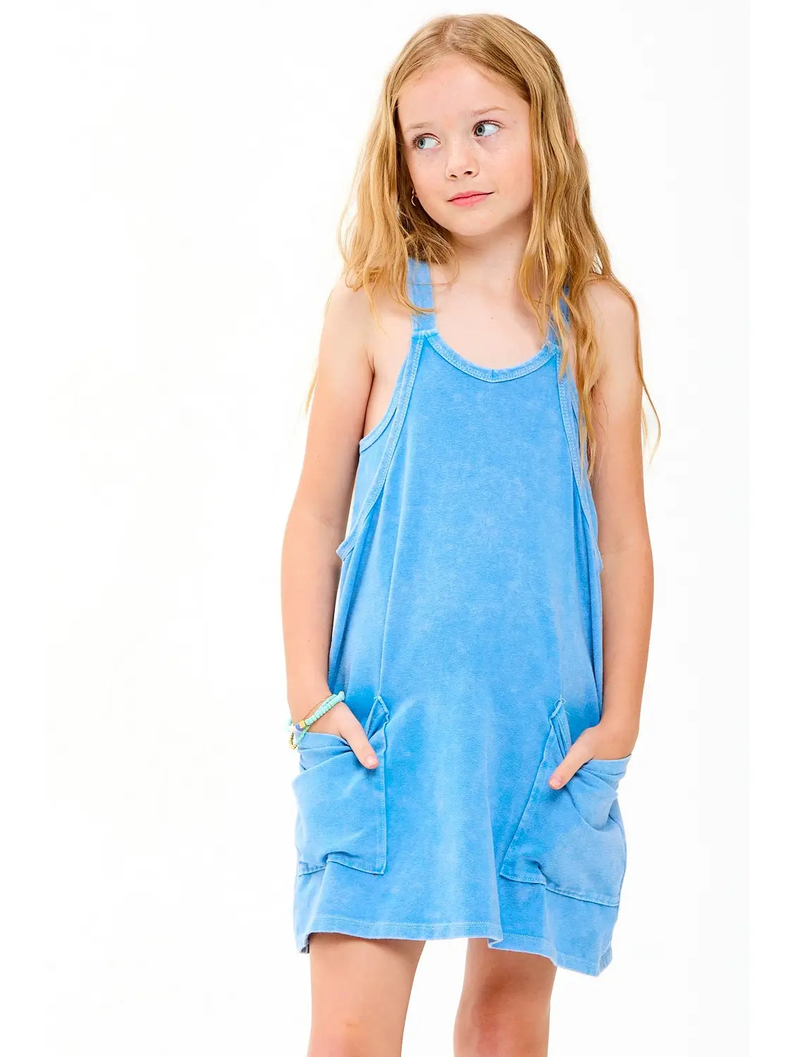 Mineral Washed Dress with Built-in Romper Lining