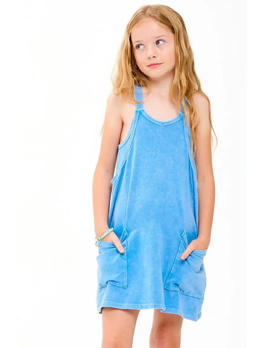 Mineral Washed Dress with Built-in Romper Lining