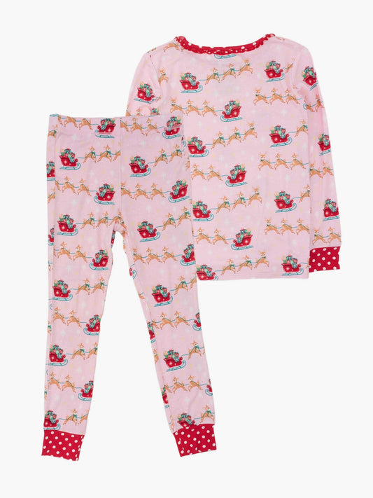 Pink Sleigh Ride Ruffle Pajama Set