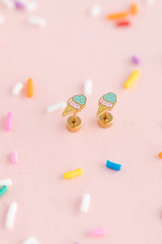 Ice Cream Stud Earrings - Hypoallergenic