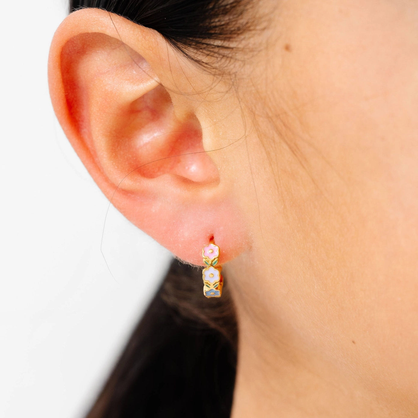 Flower Hoop Earrings - Hypoallergenic
