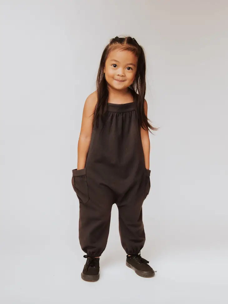 Gathered Tag Romper with Pockets | Black