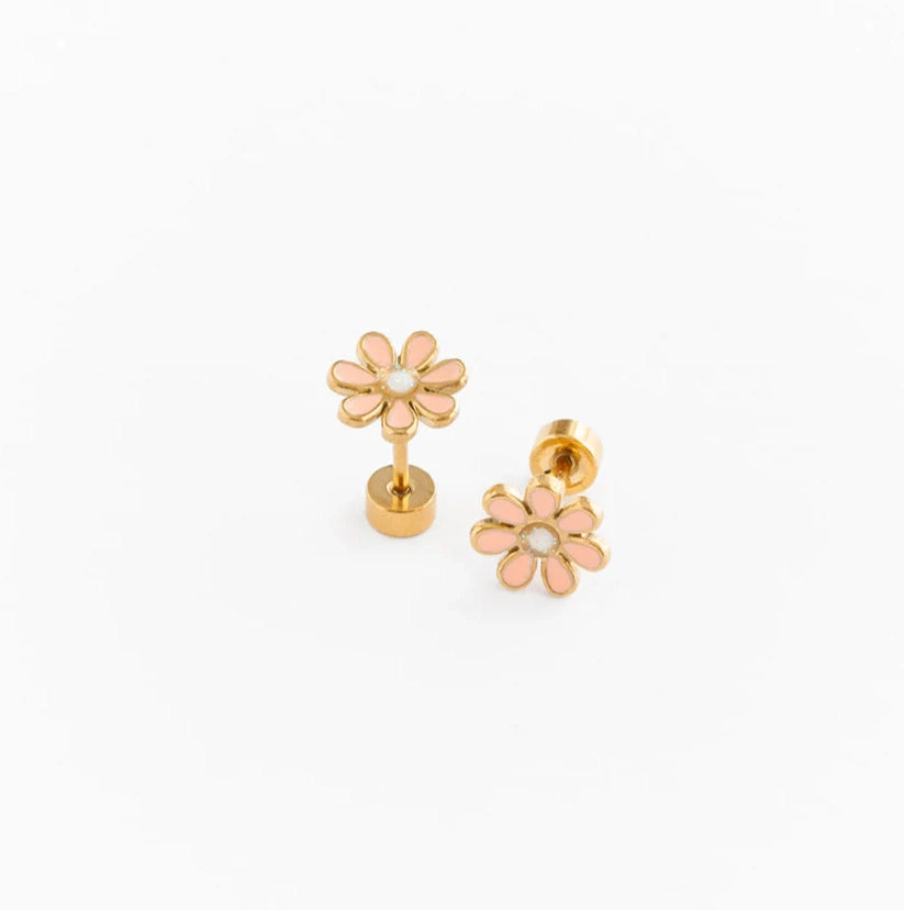 Screwback Stud - Blush Daisy