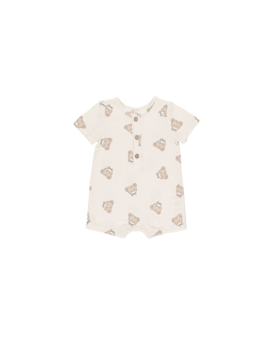 Short Sleeve Woven Romper | Teddy