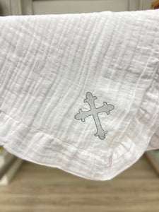 White Gauze Blanket | Cross