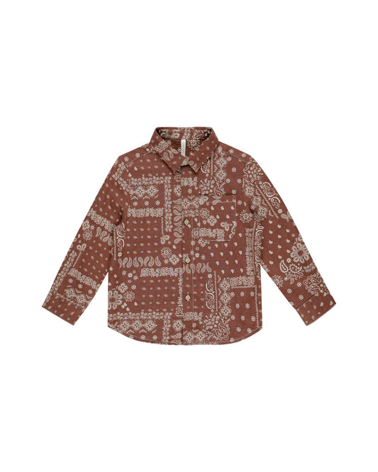 Collared Long Sleeve Shirt | Brick Bandana