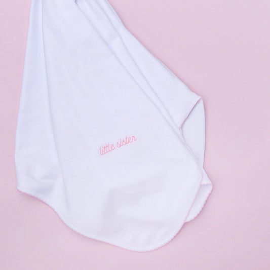 Little Sister Embroidered Receiving Blanket