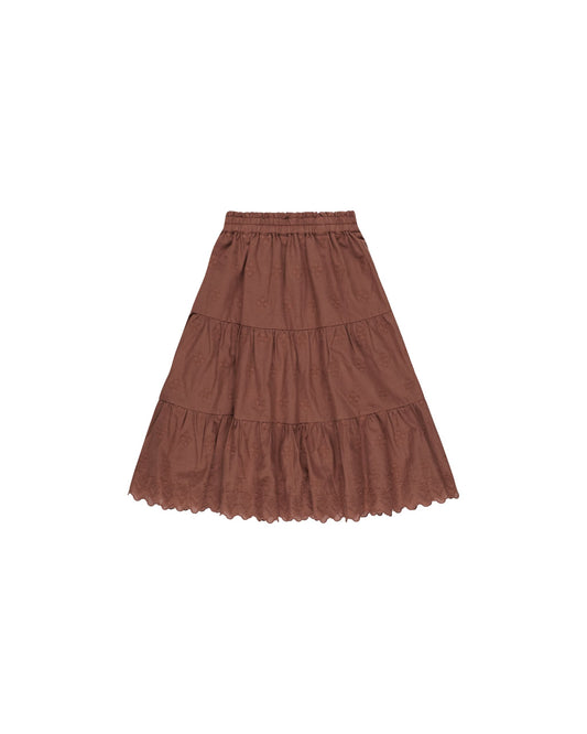 Midi Ruffle Skirt | Brick