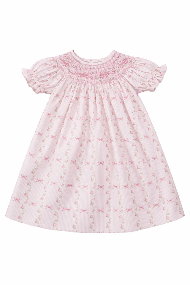 Sweet Dreams Britney Smocked Dress | Pink Stripe Bow