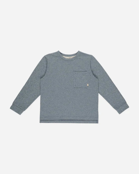 Long Sleeve Pocket Tee | Heathered Indigo