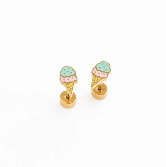 Ice Cream Stud Earrings - Hypoallergenic