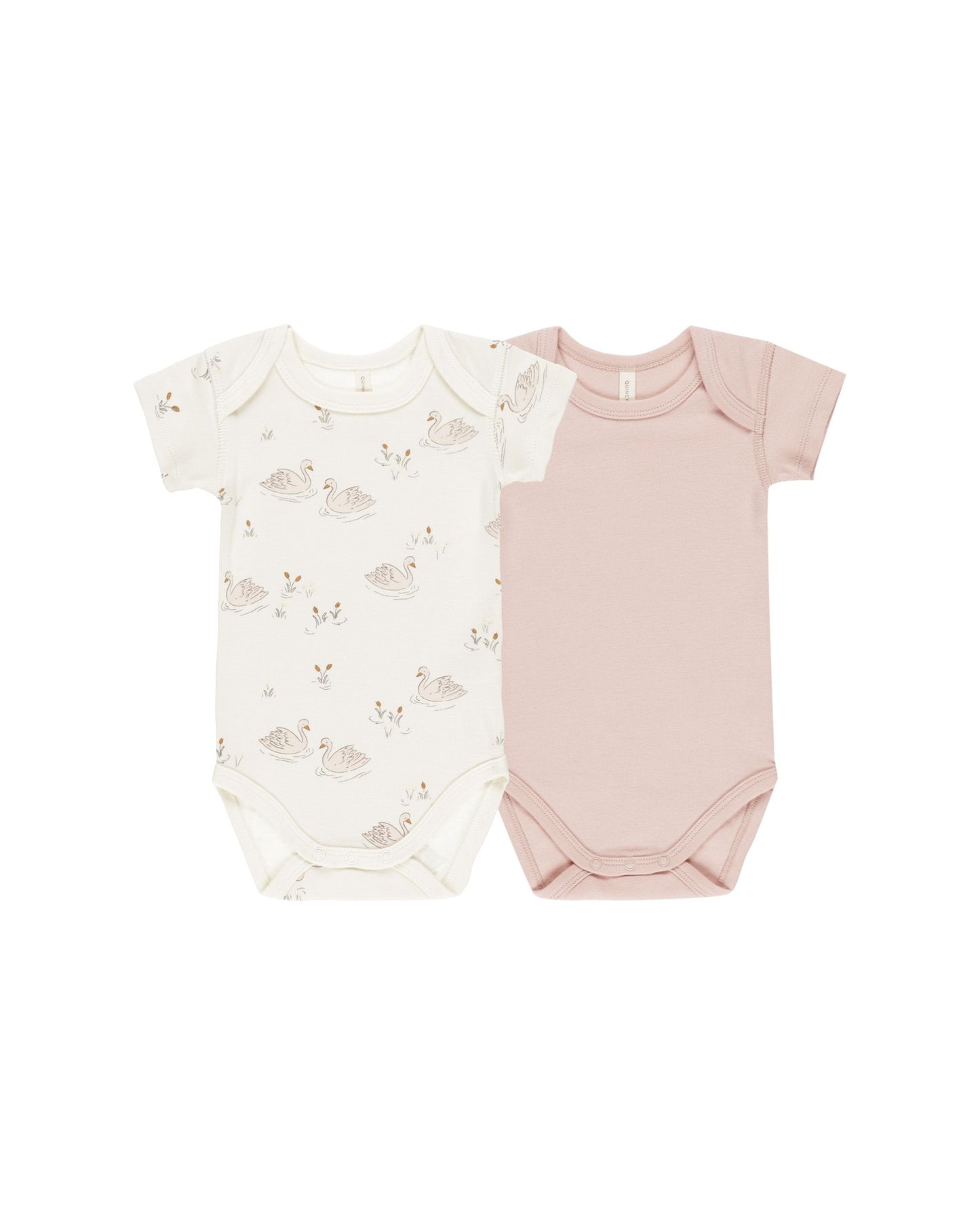 2 Pack Short Sleeve Bodysuit | Swans + Bubblegum