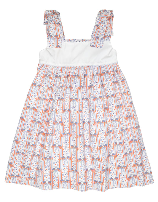 Patriotic Print Bow | Shoulder Dress