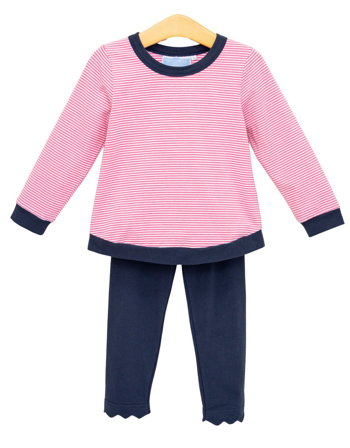 Reagan Pant Set- Pink Stripe/Navy