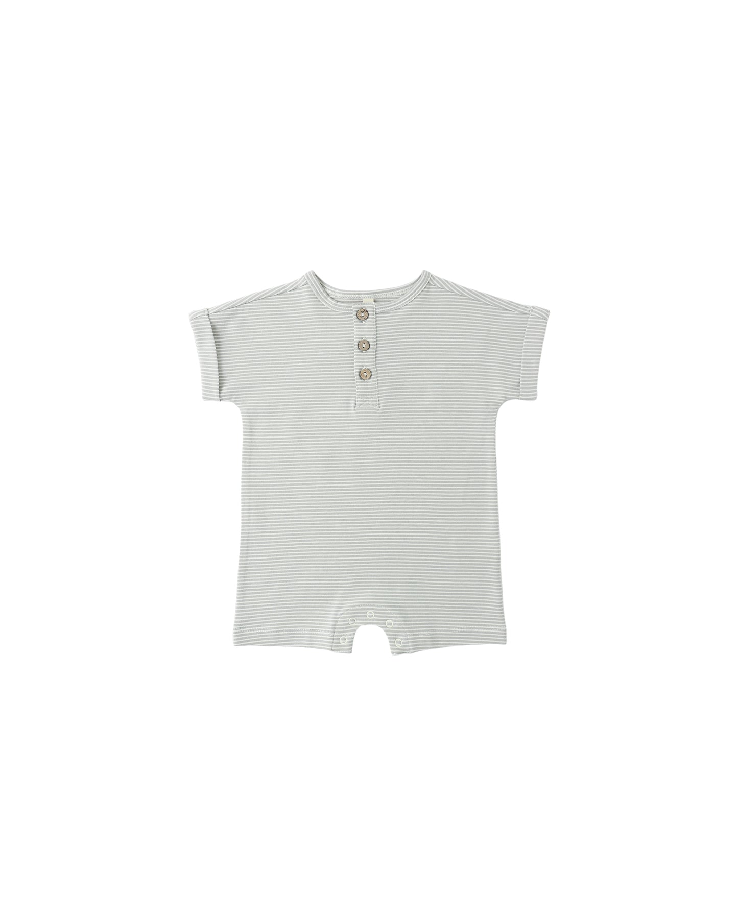 Short Sleeve One - Piece Sage Micro Stripe