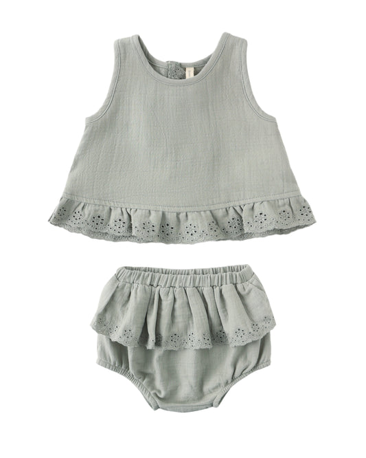 Ruffled Tulip Top + Bloomer Set Sage