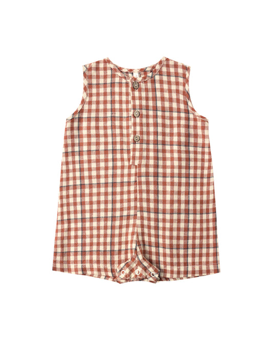 Mavrick Romper - Poppy Gingham