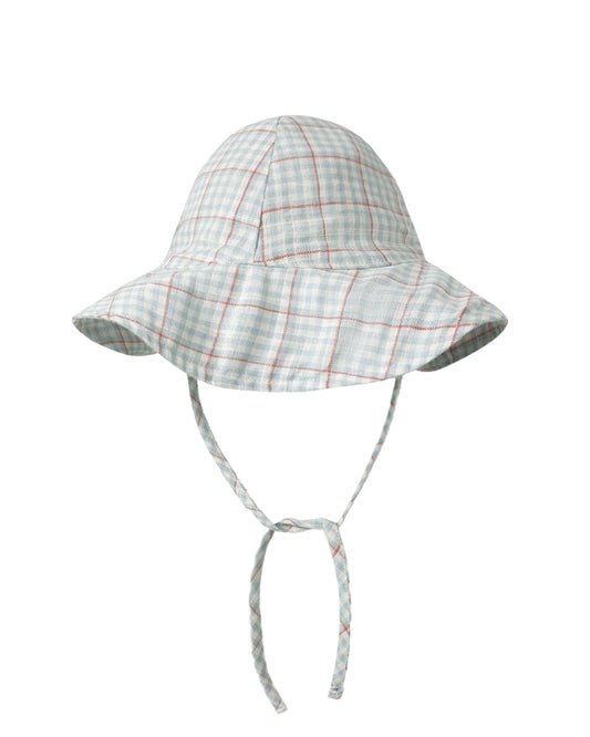 Floppy Sun Hat - Light Blue Plaid