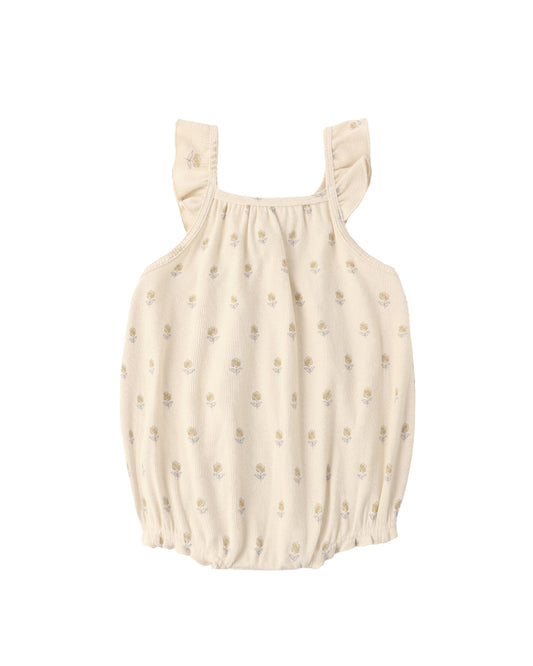 Ribbed Ruffle Romper - Buttercup