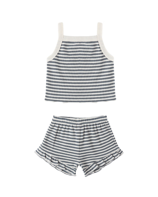 Evie Tank + Shortie Set - Ocean Stripe
