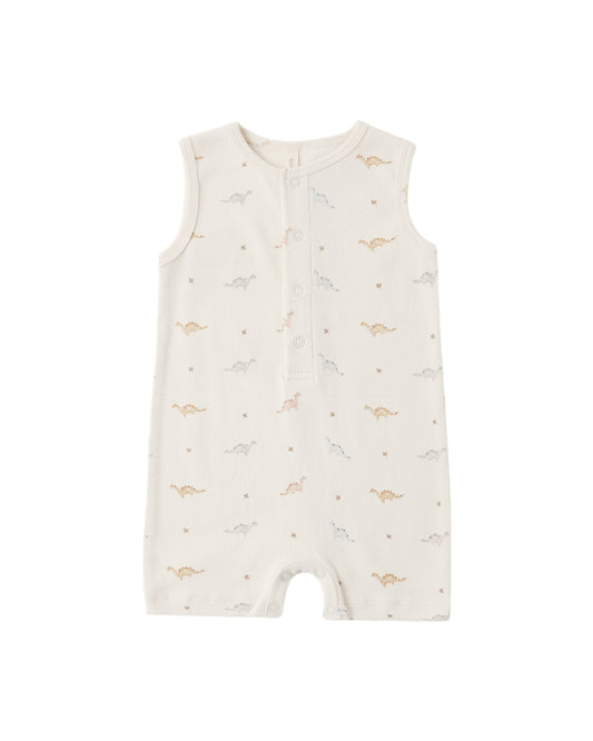Ribbed Henley Romper - Dinos