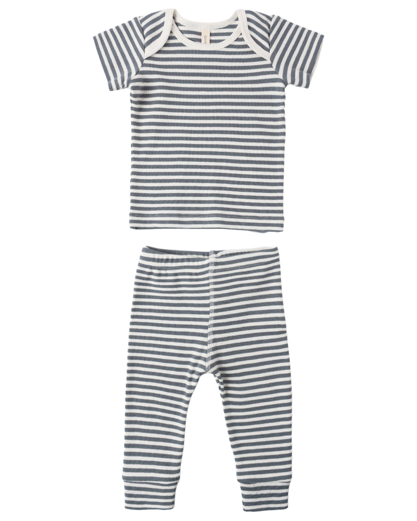 Ribbed Short Sleeve Tee + Legging Set - Ocean Stripe