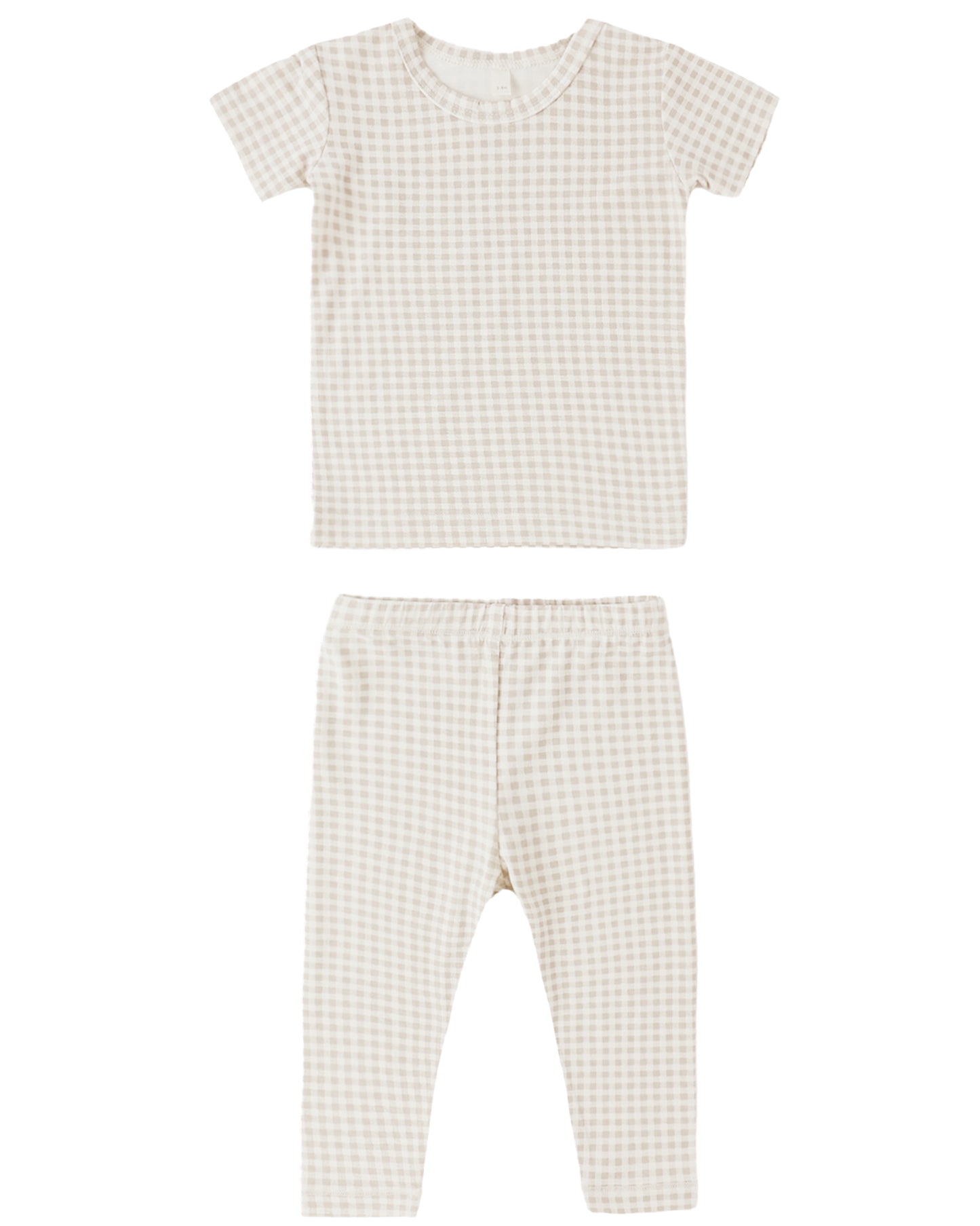Bamboo Short Sleeve Pajama Set - Oat Gingham