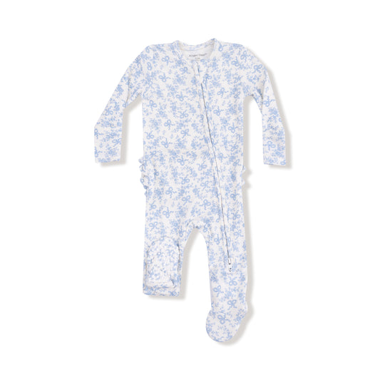 Romi Floral - 2 Way Zipper Ruffle Back Footie