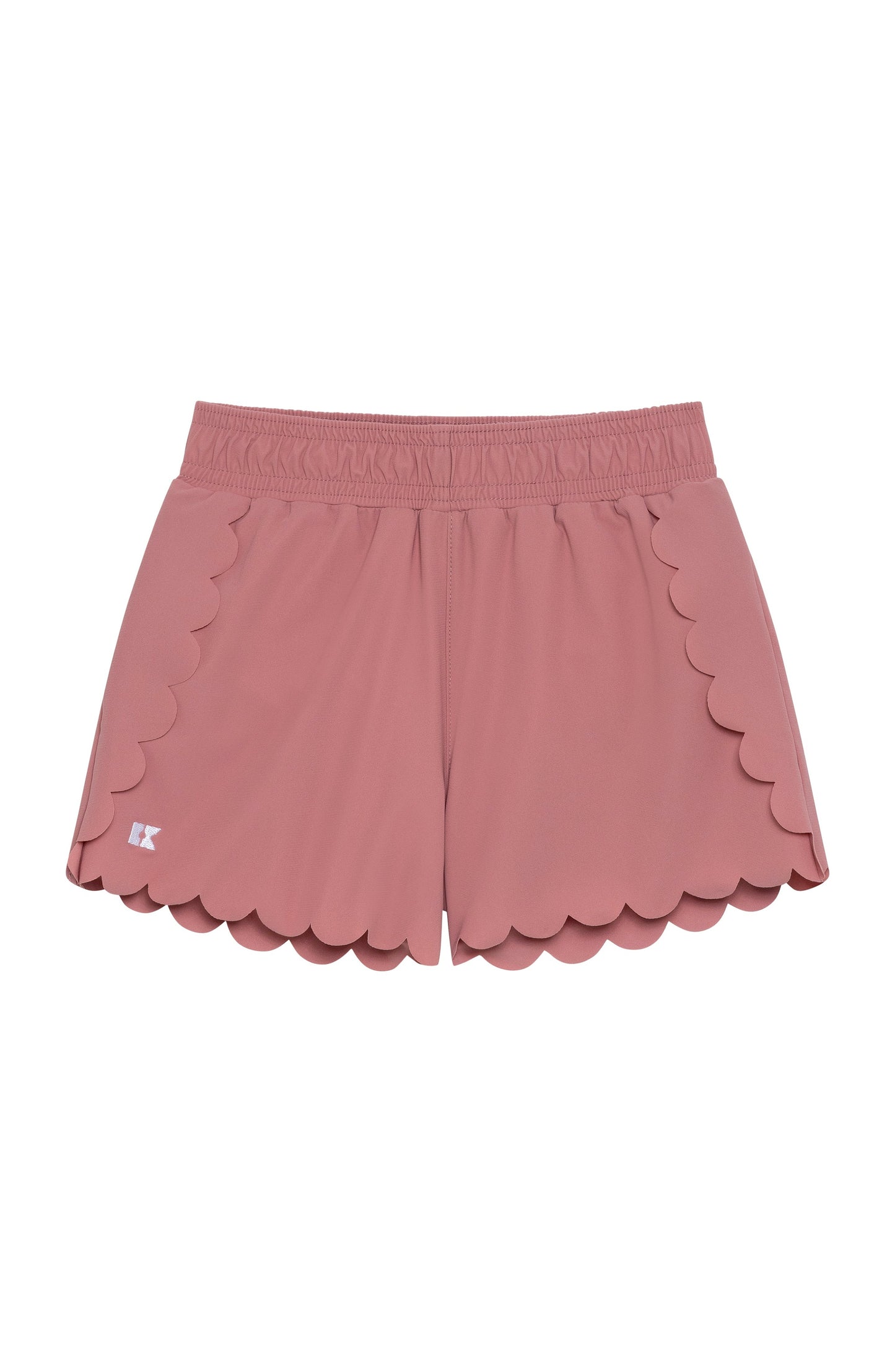 dusty pink scalloped short