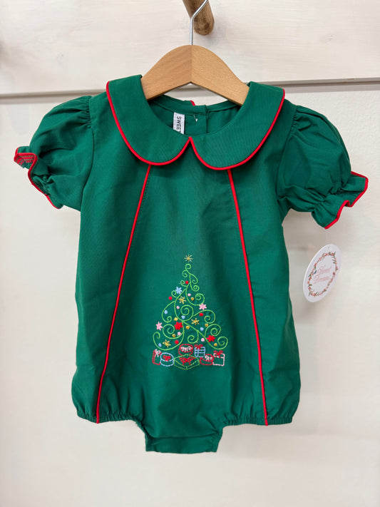 Hunter Green Embroidered Christmas Tree Bubble