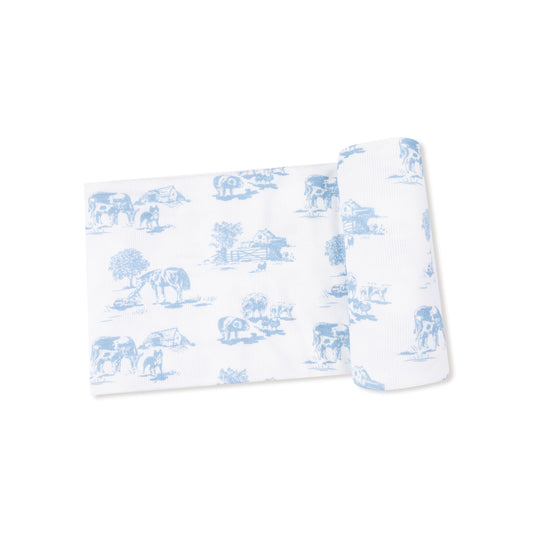 Blue Farm Toile | Swaddle Blanket