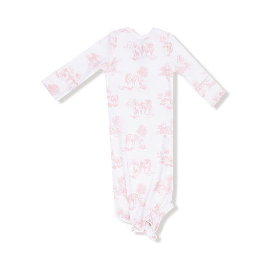 Pink Farm Toile | Knotted Gown