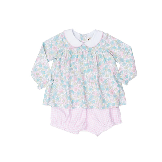 Mary Floral | Gingham Bloomer Set