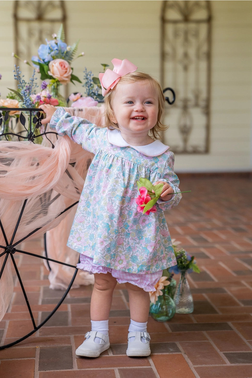 Mary Floral | Gingham Bloomer Set