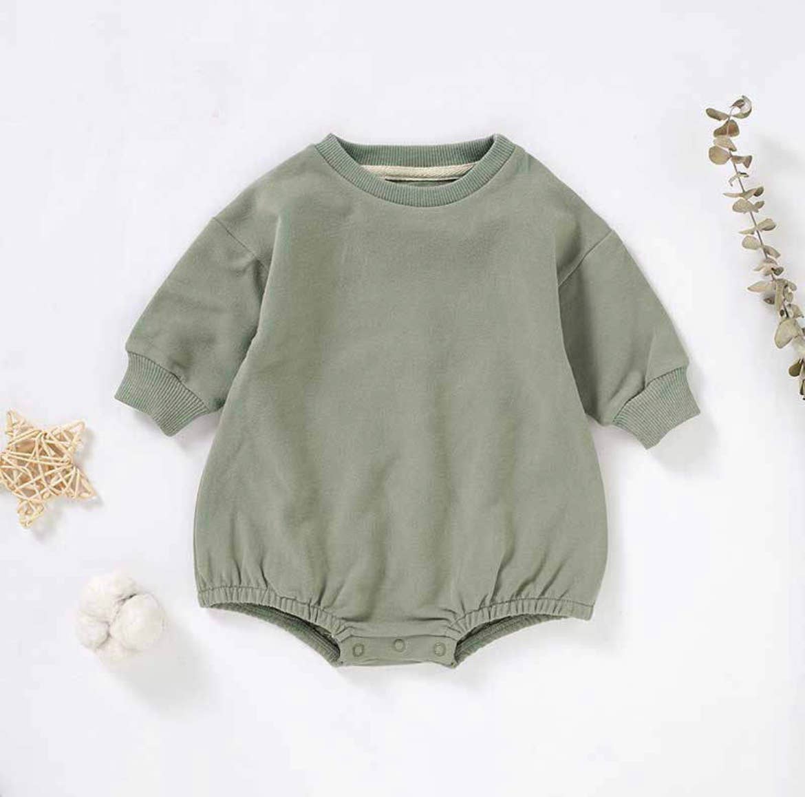 Sweater Bubble Romper | Sage Green