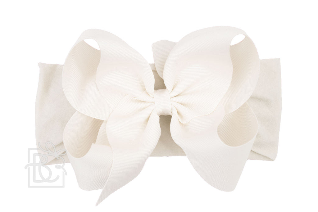 Big Antique White Headband Bow - RaineHills