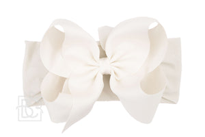 Big Antique White Headband Bow - RaineHills