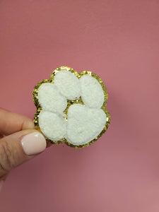 Paw Print ~ White Chenille Patch