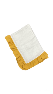 Ivory Gauze Blanket | Mustard Ruffle