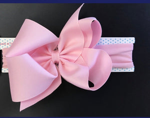 Big Light Pink headband bow - RaineHills