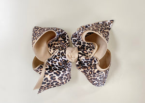 Bow with Clip | Leopard + Oatmeal