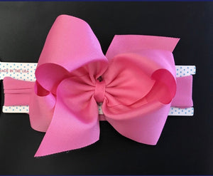Big Hot Pink Headband Bow - RaineHills