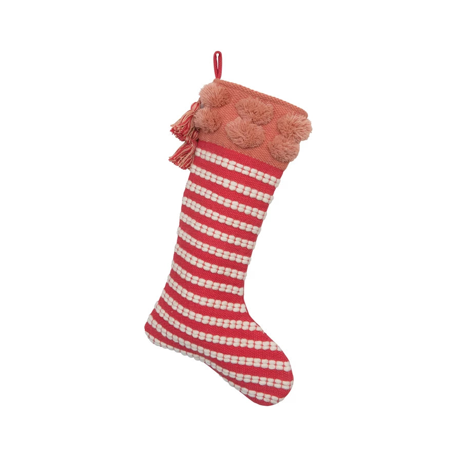 Wool Striped Stocking | Red and White