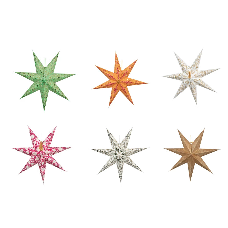 Lighted Paper Star Ornament | 7-Point